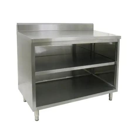 18 x 60 stainless steel cabinet open front w backsplash|Stainless Steel Cabinet with Backsplash .